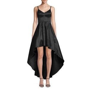 Betsy & Adam $409 Women's Black SatinHigh-Low Gown Dress Size 6 fits as XS